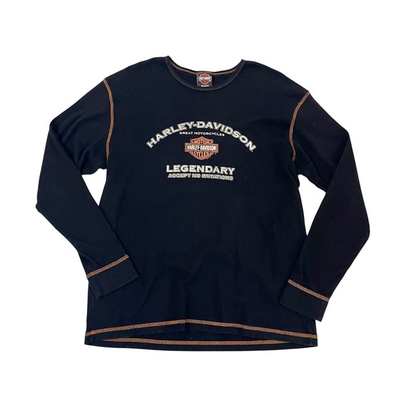 Harley-Davidson Tops - Vintage Harley-Davidson Long Sleeve Tee 90s Y2K Biker Flames USA Made Size Large